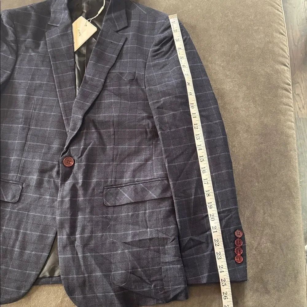 Men’s Plaid 3 Piece Suit One Button Closure Notched Lapel Jacket 34 Pants 32 NWT - Picture 7 of 14